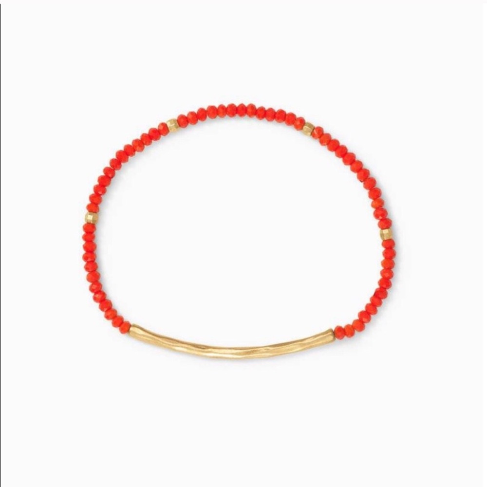 Stella & Dot | Dainty Gold Delicate Coral Red Beaded Tabitha Stretch Braโฆ - Picture 2 of 13